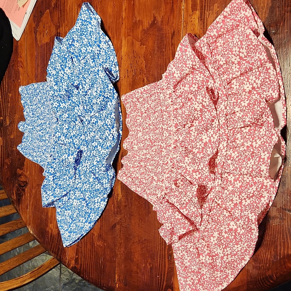 Two mini skirts ☆ Floral ☆ 1 Blue, 1 Pink ☆ NWOT ☆ No name ☆ Small ☆ 2 skirts